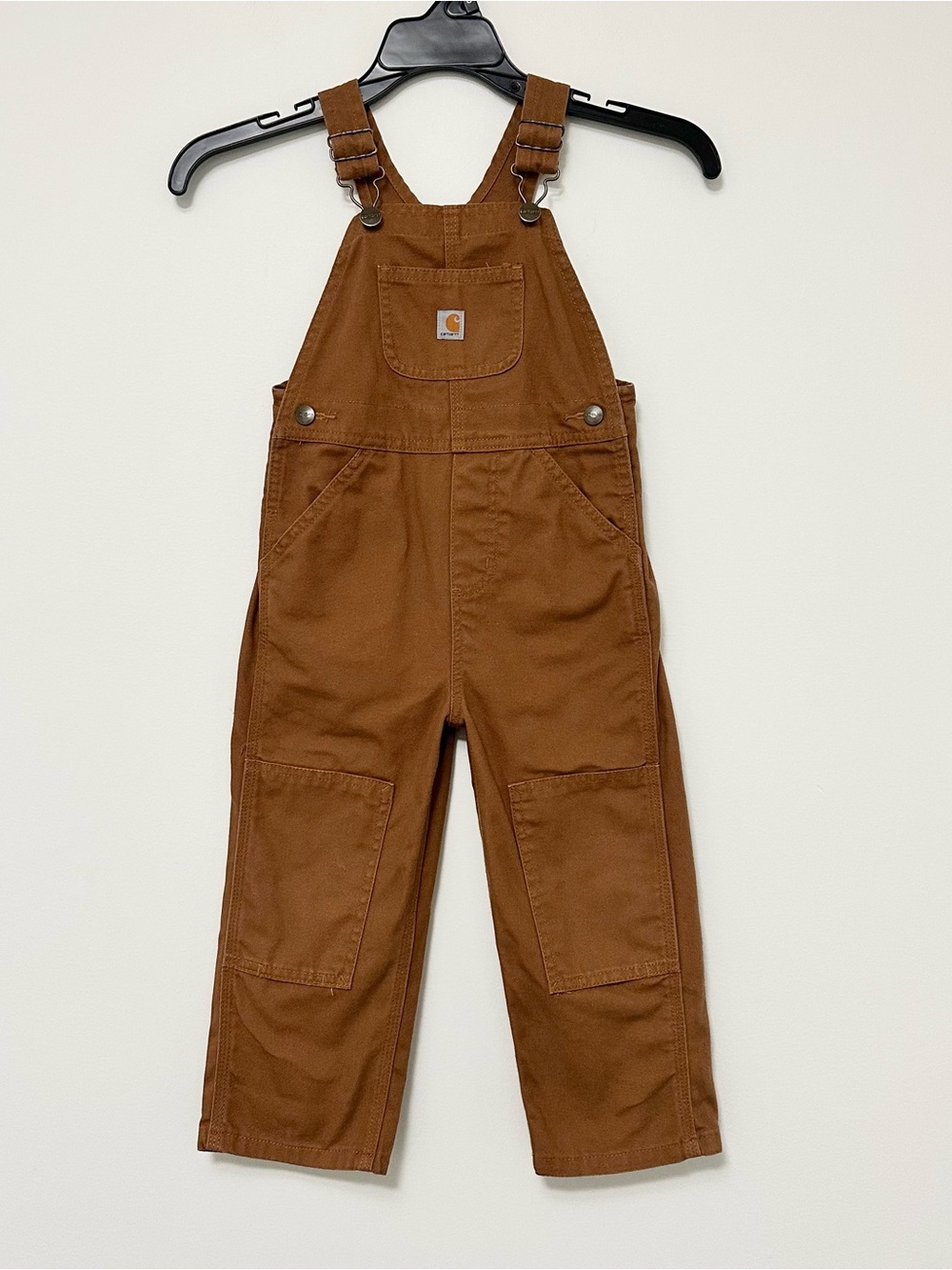 Carhartt Kids 3T Canvas Bib Overalls Brown OX8609-B Cotton Duck Unlined VGUC